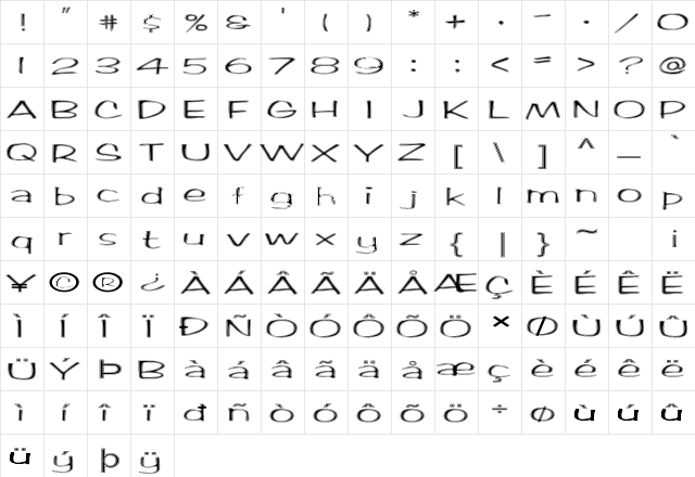 FZ HAND 2 CONTOUR EX Normal  glyph index