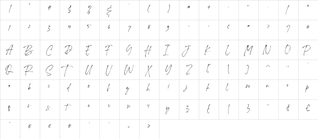 Flassty Demo Regular  glyph index