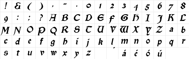Enchantment Italic  glyph index