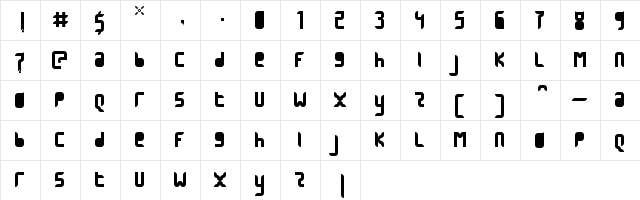 1945 Regular  glyph index