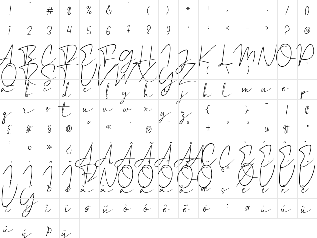 Castyla Regular  glyph index