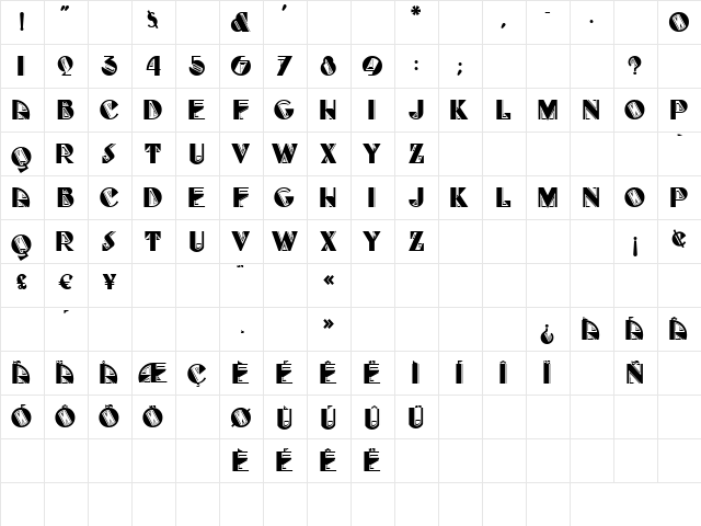 Full Tilt Boogie Capital Regular  glyph index