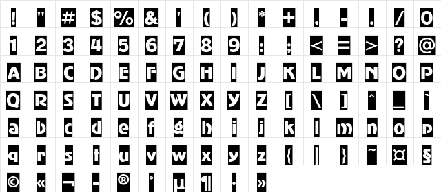 AdverGothicCamC Regular  glyph index