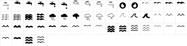 MostlyWaves Regular  glyph index
