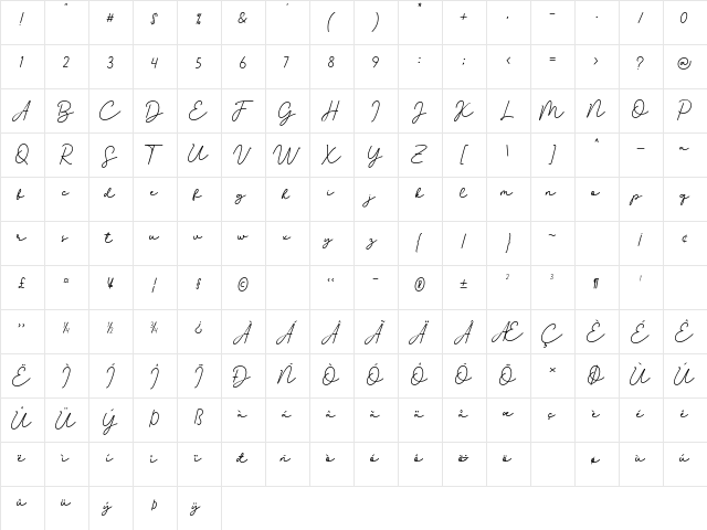 Gorinchem Regular  glyph index