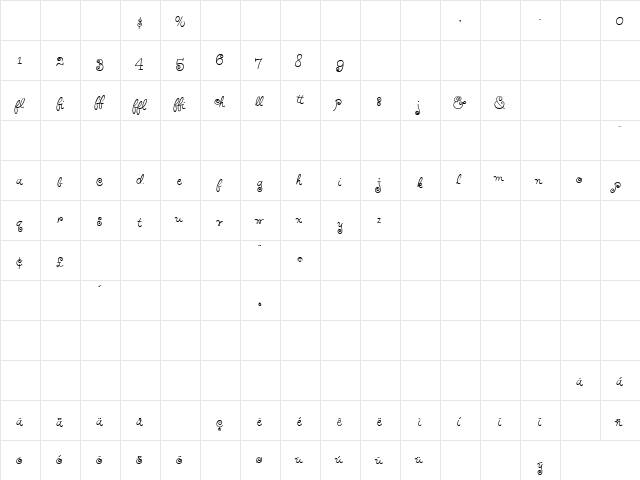 Hairspray RedheadExtras  glyph index
