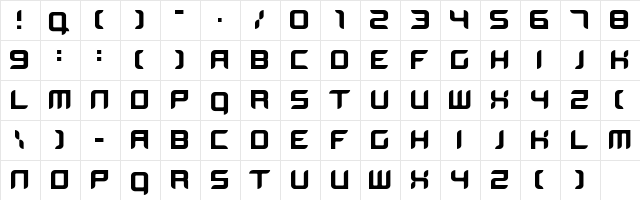 BloodWax Medium  glyph index