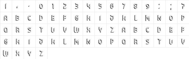 Gwara Hollow Regular  glyph index