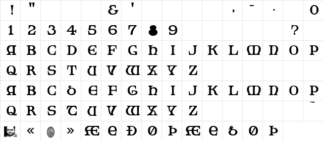 TrudeauSans Regular  glyph index
