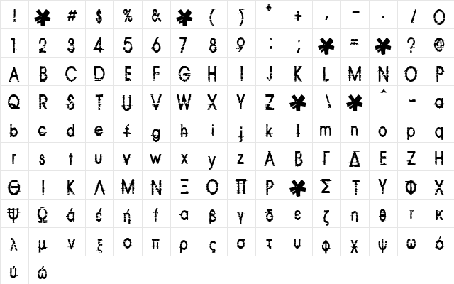 814yzx Regular  glyph index