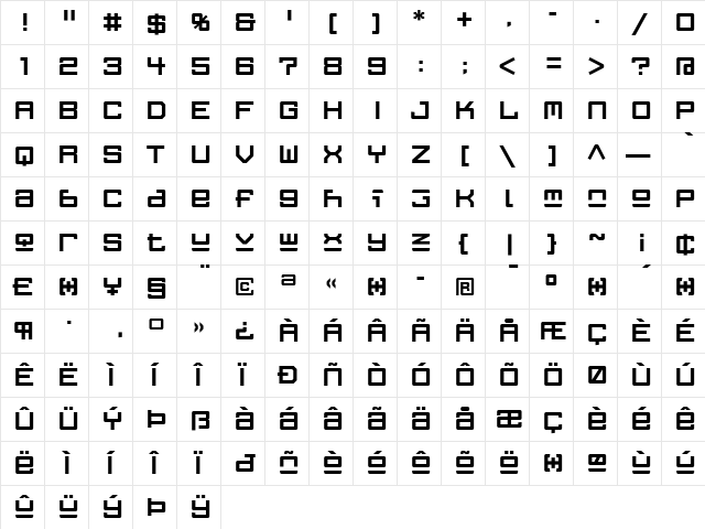 FFGothic Medium  glyph index