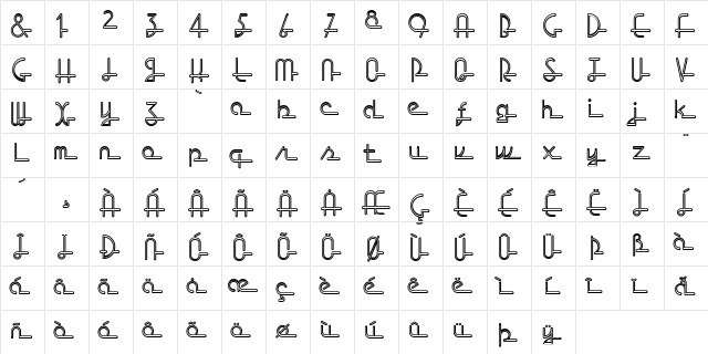 Neon Script Regular  glyph index