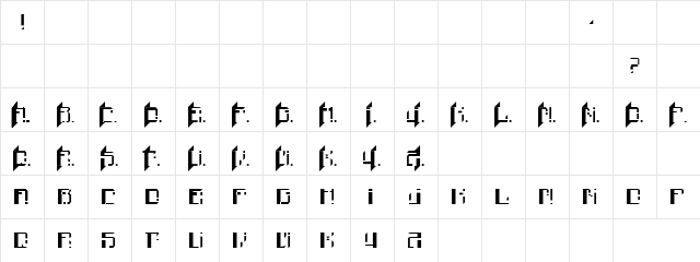 Peacok Regular  glyph index