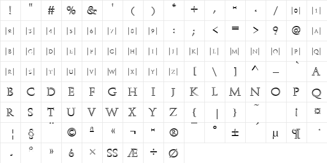 DisplayNo1URWIniD Regular  glyph index