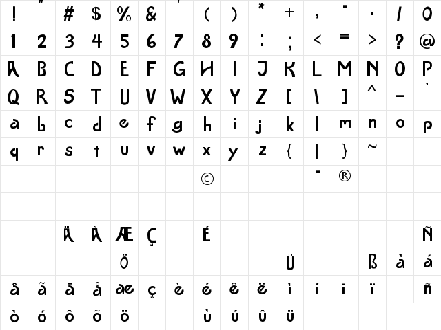 March Nouveau Regular  glyph index