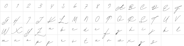 Daniza Claretta FREE Regular  glyph index
