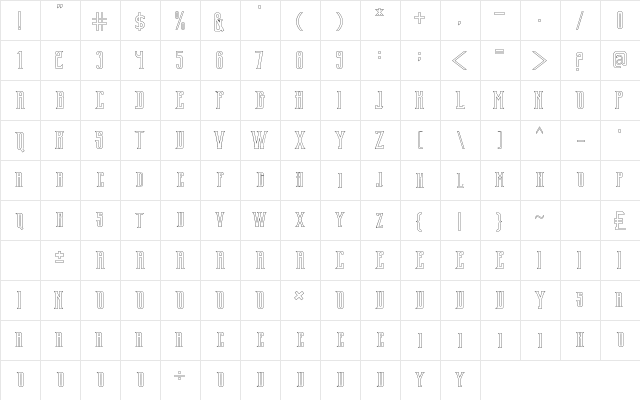 Old Excalibur Stroke Regular  glyph index