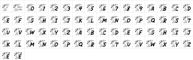 LCR Bunny Brunch Regular  glyph index