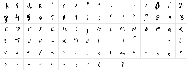 Signature Regular  glyph index