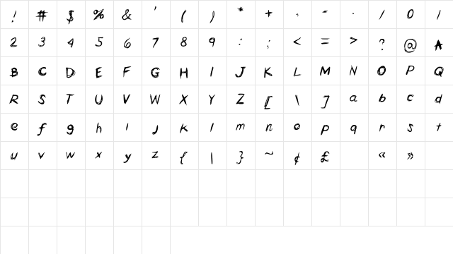 HorrorScribbles Medium  glyph index