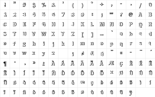 NewsGotTBolRe1 Regular  glyph index