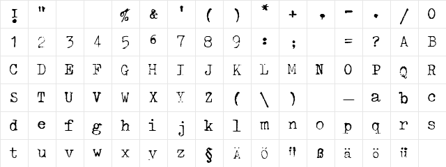 GF Halda Normal Normal  glyph index