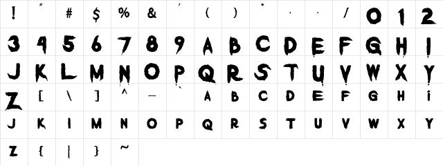 Vermillion Regular  glyph index