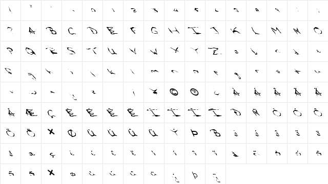 FZ WACKY 58 LEFTY Normal  glyph index