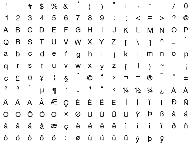 ContextRepriseSSK Regular  glyph index