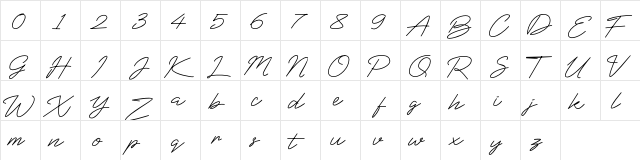 BlueSign Regular  glyph index