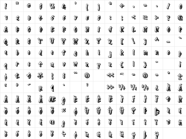 ElliottsTyphpoidMThrDDark Regular  glyph index