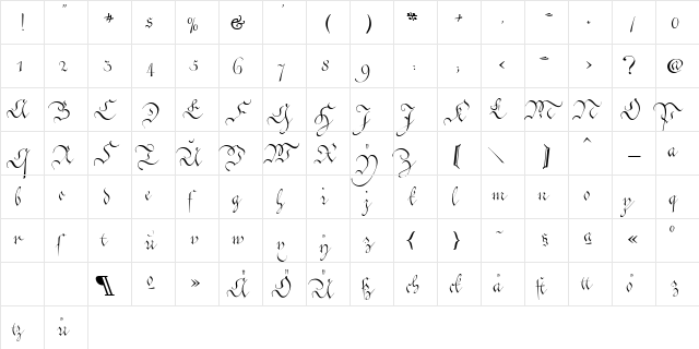 C&#56955&#56615en Kanzley Aufrecht Regular  glyph index