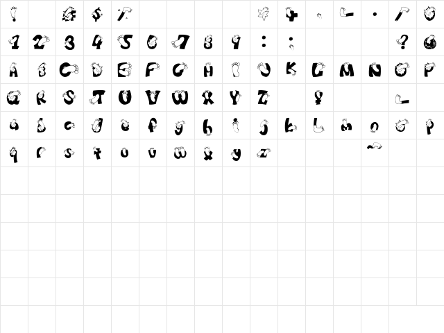 KICK!!!!! Regular  glyph index