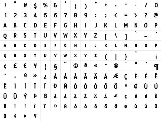 AntitledBold Caps Regular  glyph index