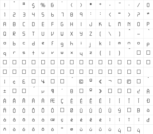 FZ DIGITAL 10 CONTOUR Normal  glyph index