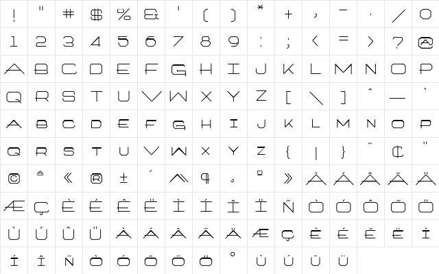 ArchitextOneType Regular  glyph index
