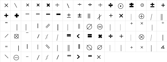 MathTechnical P04  glyph index