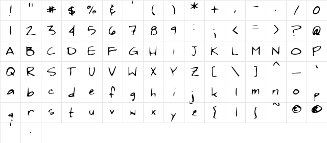 PenPalOne2 Regular  glyph index
