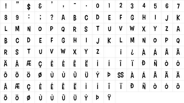 Carton Six Regular  glyph index