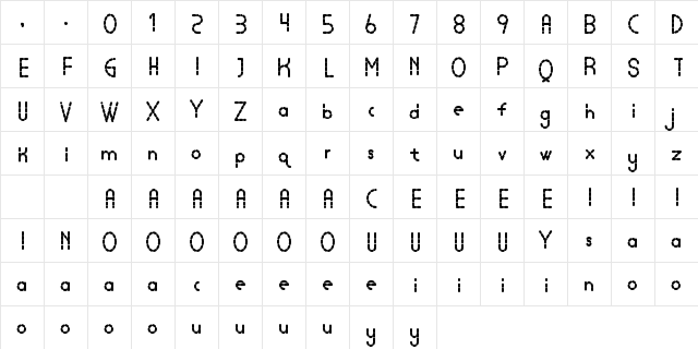 Lamborgini Extra Bold Dash Regular  glyph index