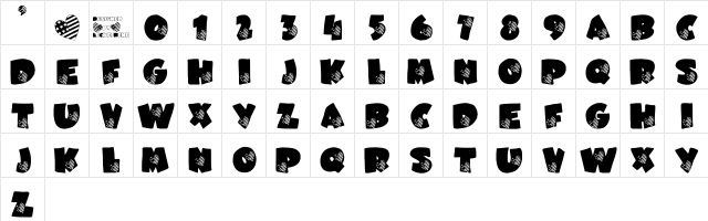 LCR America's Heart LSF Regular  glyph index