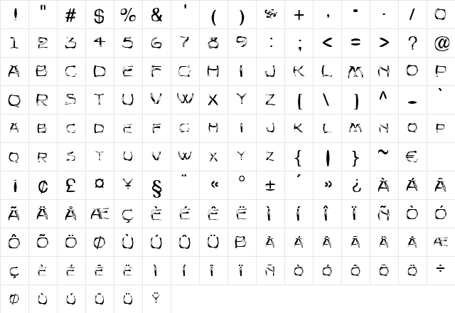 Stonehenge Regular  glyph index