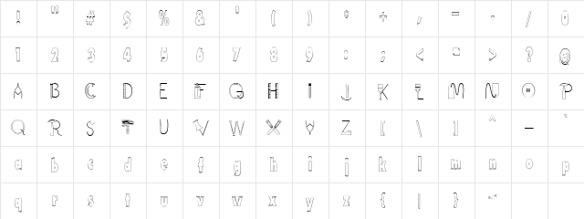 LD Scrap Tools Regular  glyph index