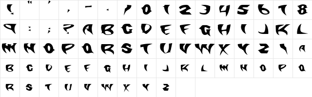 SlasherExtended Regular  glyph index