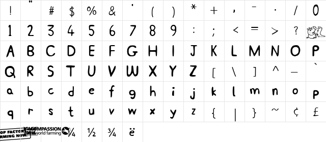 Peppa Pig Medium  glyph index