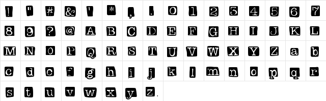 BadlyStamped Medium  glyph index