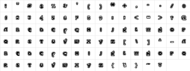Moderno Outline  glyph index