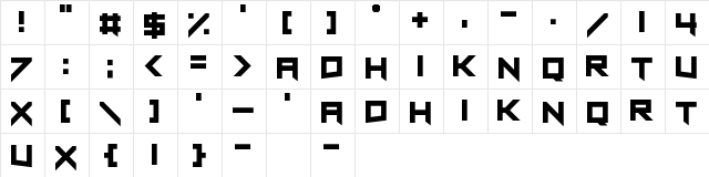 Thousandyard Regular  glyph index