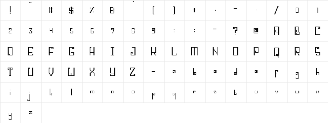Buna Insana Regular  glyph index