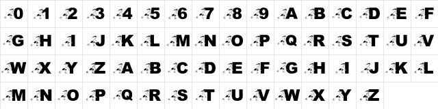 pf_arobic Regular  glyph index